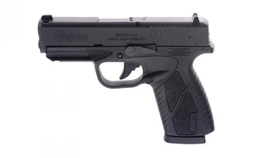 Bersa BP CC, Double Action Only, Semi-automatic, Polymer Frame Pistol, Compact, 9MM, 3.3" Barrel, Matte Finish, Black, Fixed Sights, No Thumb Safety, 8 Rounds, 1 Magazine, Includes Crimson Trace Red Dot BP9MCCL