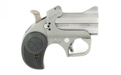 Bond Arms Roughneck, Derringer, 9MM, 2.5" Barrel, Steel, Silver, Rubber Grips, Fixed Sights, 2 Rounds, With Trigger Guard BARN-9MM