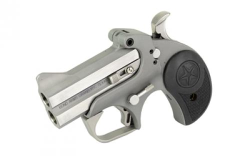Bond Arms Rowdy, Derringer, 410 2.5" or 45LC, 3" Barrel, Steel, Silver, Rubber Grips, Fixed Sights, 2 Rounds, With Trigger Guard BARW-45/410