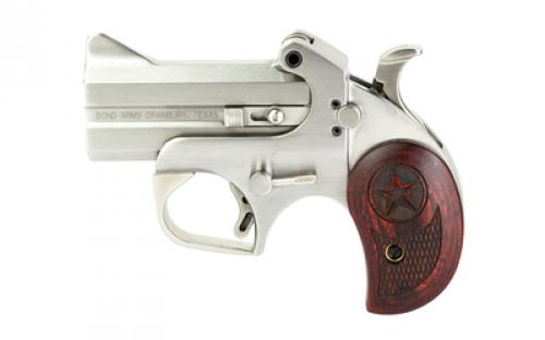 Bond Arms Texas Defender, Derringer, 410 or 45LC, 3" Barrel, Steel, Silver, Rosewood Grips, Fixed Sights, 2 Rounds, With Trigger Guard TD45410