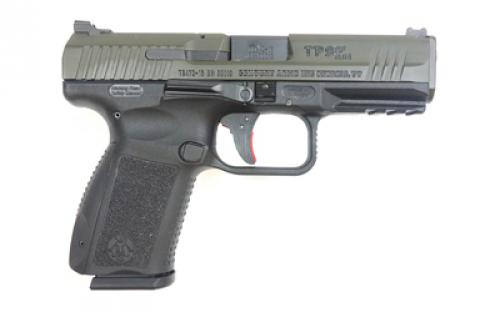 CANIK TP9SF Elite, Striker Fired, 9MM, 4.19 Match Grade Barrel, Polymer Frame, OD Green Finish, Warren Tactical Sights With Red and Green Fiber Optic Front, Includes Two 15 Round Magazines, Holster, and Interchangeable Backstraps HG3898G-N