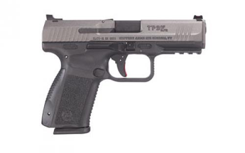 CANIK TP9SF Elite, Striker Fired, 9MM, 4.19 Match Grade Barrel, Polymer Frame, Tungsten Grey Finish, Warren Tactical Sights With Red and Green Fiber Optic Front, Includes Two 15 Round Magazines, Holster, and Interchangeable Backstraps HG3898T-N