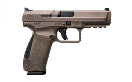 CANIK TP9SF, Striker Fired, 9MM, 4.46 Match Grade Barrel, Polymer Frame, Desert Tan Finish, Warren Tactical Sights With Dot Front, Includes Two 18 Round Magazines, Holster, and Interchangeable Backstraps HG4070D-N