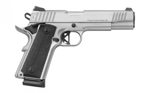 Charles Daly 1911, Superior, 1911, Semi-automatic, Metal Frame Pistol, Full Size, 45 ACP, 5" Barrel, Steel, Chrome Finish, Silver, Rubber Checkered Grips, Novak-Cut Fixed Sights, Manual Safety, 8 Rounds, 2 Magazines, Right Hand 440.148