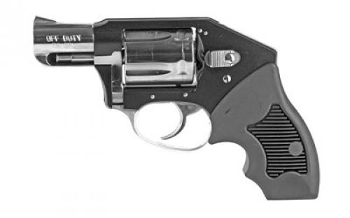Charter Arms Off Duty, 38 Special, 2 Barrel, Aluminum Frame, Black/High Polish Finish, Rubber Grips, Fixed Sights, 5Rd, Fired Case 53921