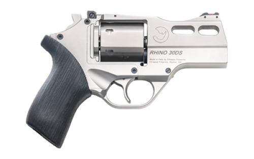 Chiappa Firearms Rhino 30DS Revolver, Double Action/Single Action, 357 Magnum/38 Special, 3" Barrel, Alloy, Nickel Finish, Rubber Grips, Fiber Optic Front Sight, Adjustable Rear Sight, 6 Rounds, 3 Moon Clips 340.290