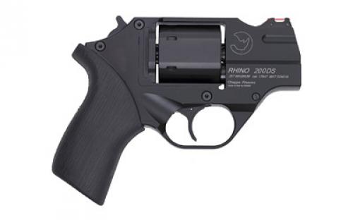 Chiappa Firearms Rhino 200D, Revolver, Double Action Only, 357 Magnum/38 Special, 2" Barrel, Alloy Frame, Rubber Grips, 6Rd, Matte Finish, Black, Fiber Optic Sights, Includes Leather Holster and 3 Moon Clips CF340.217