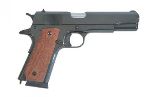 Cimarron 1911A1, 45ACP, 5 Barrel, Steel Frame, Blue Finish, Wood Grips, Fixed Sights, 8Rd 1911P