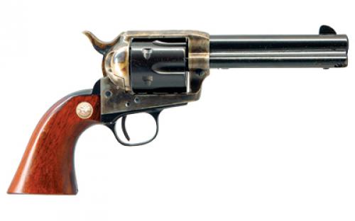Cimarron Model P, Single Action Army, 357 Magnum, 4.75" Barrel, Steel, Case Hardened Finish, Wood Grips, Fixed Sights, 6 Rounds, BLEM (Damaged Case) MP400
