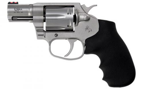 Colt's Manufacturing Cobra Revolver, 38 Special, 2 Barrel, Steel Frame, Stainless Finish, 6Rd, Fiber Optic Sights, Hogue Overmolded Grip COBRA-SM2FO