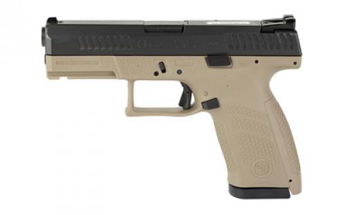 CZ P-10 C, Striker Fired, Semi-automatic, Polymer Frame Pistol, Compact, 9MM, 4.02" Barrel, Nitride Slide Finish, Flat Dark Earth, 3 Interchangeable Backstraps, Fixed Sights, Integrated Trigger Safety, 10 Rounds, 2 Magazine, Reversible Magazine Catch 81532