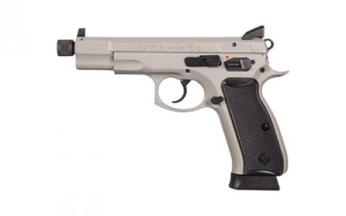 CZ 75 B Omega, Semi-Automatic, DA/SA, Full Size, 9MM, 5.21 Cold Hammer Forged Threaded Barrel, Steel Frame, Urban Grey Finish, Plastic Grips, Night Sights, Swappable Safety/Decocker, 18 Rounds 91235