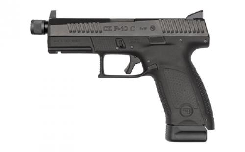 CZ P-10 Compact, Suppressor Ready, Striker Fired, 9MM, 4.6 Cold Hammer Forged Threaded Barrel, 1/2x28 Thread Pitch, Polymer Frame, Black Finish, High Night Sights, 17 Round 91523