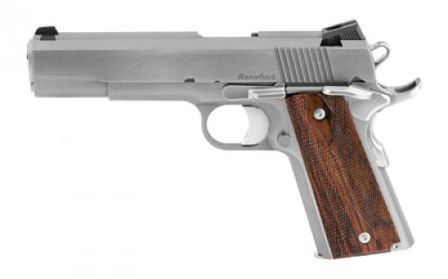 Dan Wesson Razorback RZ-10, Semi-automatic, 1911, Full Size, 10MM, 5 Barrel, Steel Frame, Stainless Finish, Wood Grips, 8Rd, Fixed Sights 01907