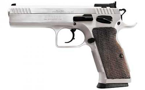 European American Armory Stock II Witness, Tanfoglio, Full Size, 9MM, 4.5 Barrel, Steel Frame, Chrome Finish, Walnut Grips, Adjustable Sights, 17Rd, 1 Magazine 600605