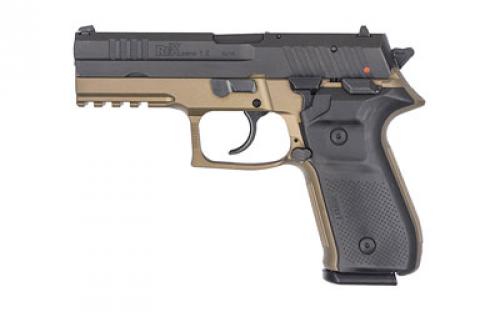 Fime Group Rex Zero 1S, Semi-automatic Pistol, DA/SA, 9MM, 4.3 Cold Hammer Forged Barrel, FDE Finish, 17Rd, Picatinny Rail, Fixed Sights, Ambi Safety and Magazine Release, Loaded Chamber Indicator REXZERO1S-03