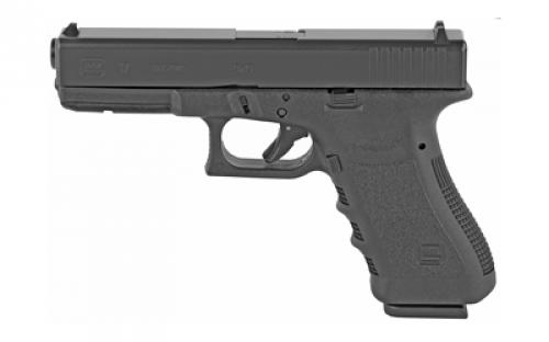 Glock 17 Gen3, Striker Fired, Semi-automatic, Polymer Frame Pistol, Full Size, 9MM, 4.49" Barrel, Matte Finish, Black, Fixed Sights, 17 Rounds, 2 Magazines, Glock OEM Rail, Right Hand PI1750203
