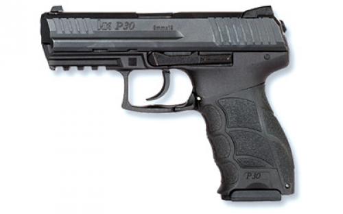 HK P30, Double Action, Full Size, 40 S&W, 3.85" Barrel, Polymer Frame, Black Finish, 3 Dot Sights, 13Rd, 2 Magazines, Safety and Ambidextrous Decocker M734003S-A5