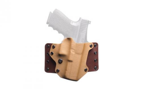 BlackPoint Tactical Leather Wing OWB Holster, Fits Glock 19/23/32, Right Hand, Coyote Kydex & Chocolate Leather, with 1.75 Belt Loops, 15 Degree Cant 100203