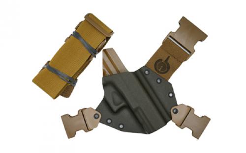GunfightersINC Kenai Chest Holster, Kydex Shell, Nylon Harness, Fits 5 1911 Government Models with Rail, Gray Shell, Coyote Brown Harness, Right Hand KN-1911GR-040221