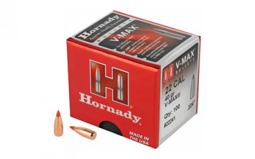 Hornady V-Max, .224 Diameter, 22 Caliber, 40 Grain, Ballistic Tip, 100 Count 22241