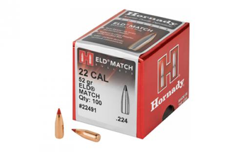 Hornady ELD-M, .224 Diameter, 22 Caliber, 52 Grain, Ballistic Tip, 100 Count 22491