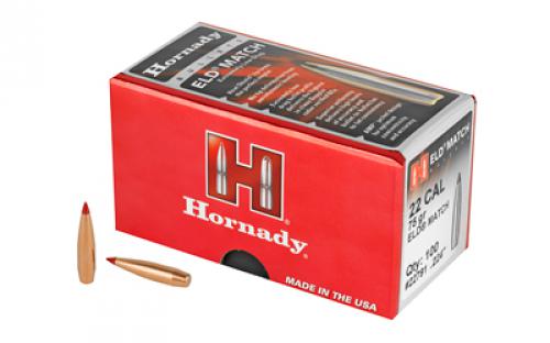 Hornady ELD-M, .224 Diameter, 22 Caliber, 75 Grain, Ballistic Tip, 100 Count 22791