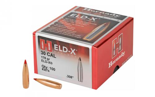 Hornady ELD-X, .308 Diameter, 30 Caliber, 178 Grain, Ballistic Tip, 100 Count 3074