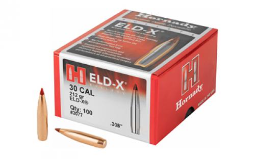 Hornady ELD-X, .308 Diameter, 30 Caliber, 212 Grain, Ballistic Tip, 100 Count 3077
