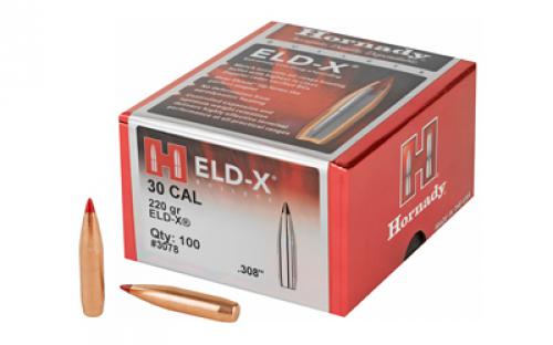 Hornady ELD-X, .308 Diameter, 30 Caliber, 220 Grain, Ballistic Tip, 100 Count 3078