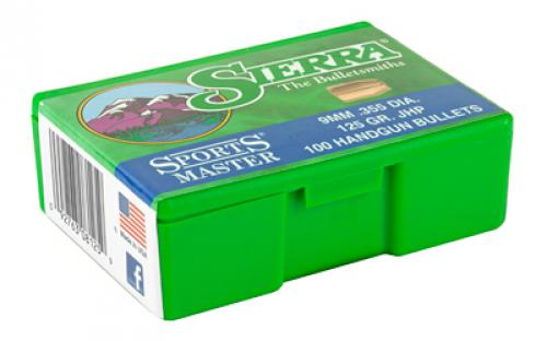 Sierra Bullets Sports Master, .355 Diameter, 9MM, 125 Grain, Jacketed Hollow Point, 100 Count 8125