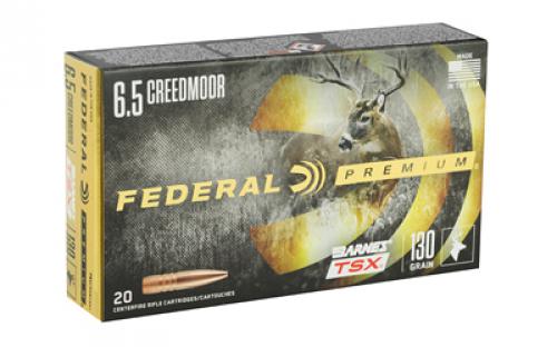 Federal Premium, Barnes, 6.5 Creedmoor, 130 Grain, Triple Shock X, 20 Round Box, California Certified Nonlead Ammunition P65CRDBTSX1