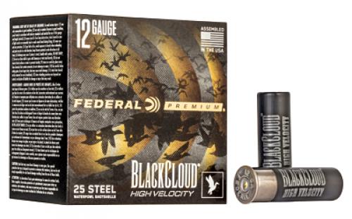 Federal Premium, Black Cloud FS Steel High Velocity with Flightcontrol Flex Wad, 12 Gauge 3", #3, 1 1/8 oz, Steel Shot, 25 Round Box PWBXH1433
