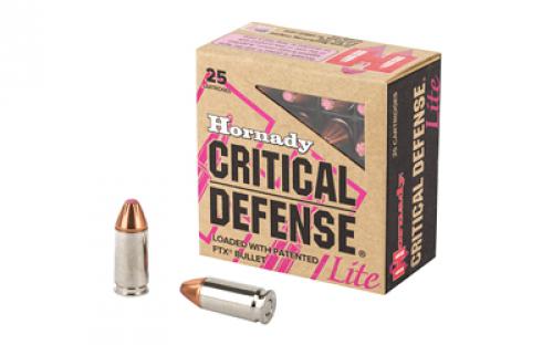 Hornady Critical Defense Lite, 9MM, 100 Grain, Flex Tip, 25 Round Box 90240