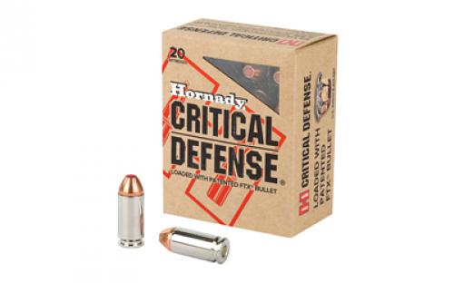 Hornady Critical Defense, 40S&W, 165 Grain, Flex Tip, 20 Round Box 91340
