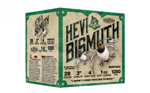 HEVI-Shot HEVI-Bismuth, 28 Gauge 3, Max Dram, 1 oz, #4 Shot Size, 25 Round Box HS18434
