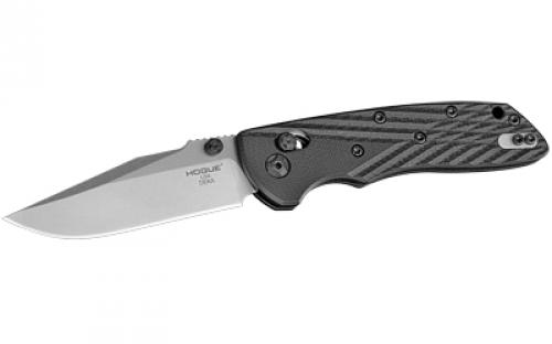 Hogue Deka, Folding Knife, CPM-20CV, Plain Edge, Clip Point Blade, 3.25", Stone Tumbled Blade Finish, Black G10 Frame 24279