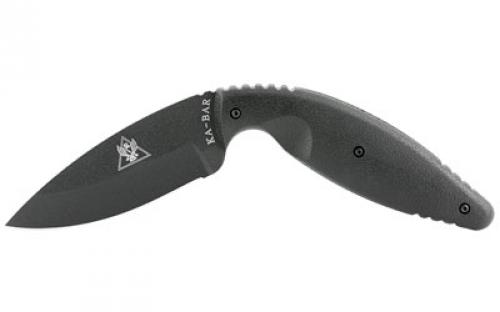 KABAR TDI Law Enforcement, Fixed Blade Knife, 3.688" Blade Length, 7.75" Overall Length, Drop Point, AUS 8A Steel, Matte Finish, Black, Zytel Handle, Plain Edge, Nylon Sheath 1482