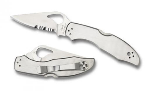 Spyderco Byrd, Meadowlark 2, 2.93" Folding Knife, Silver Color BY04PS2