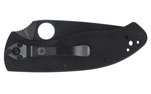 Spyderco Tenacious, Folding Knife, 3.438" Blade, Combo Edge, VG10/Black Finish, Black G10 Frame, Circle Thumb Hole/Pocket Clip C122GBBKPS