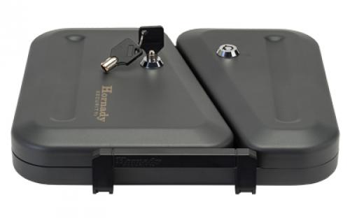Hornady Dual-Lid Lock Box, Foam Interior, 2 Keyed Alike Locks, 11x10x2 Exterior Dimensions, Includes Steel Security Cable 95229