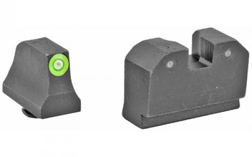 XS Sights R3D, Tritium Night Sights, Suppressor Height, Green Front and Black Rear, For Glock 17,19,22,23,24,26,27,31,32,33,34,35,36,38 GL-R021P-6G