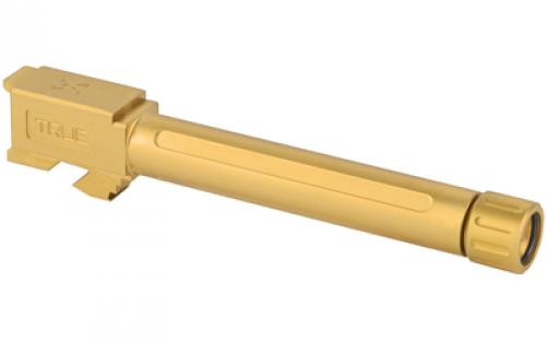 True Precision Barrel, 9MM, Gold, Thread Protector, Threaded, Fits Glock 17, Titanium Nitride TP-G17B-XTG