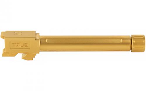 True Precision Barrel, 9MM, Gold, Thread Protector, Threaded, Fits Glock 17, Titanium Nitride TP-G17B-XTG