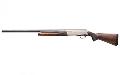 Browning A5 Ultimate, Semi-automatic Shotgun, 12 Gauge 3" Chamber, 26" Blued Barrel, Scroll Engraving, Satin Nickel Finish, Turkish Walnut Stock, Fiber Optic Front Sight, Includes 3 Invector-DS Choke Tubes - F, M, IC, 4 Rounds 0118203005