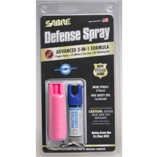 Sabre Defense Pepper Spray, New User Kit, Pink, Includes Practice Spray STUHC-14-PK