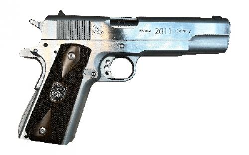 American Precision Firearms Second Century, 1911, Semi-automatic, Single Action, Double Barrel, Steel Framed Pistol, 45ACP, 5 Barrels, Brushed Stainless Steel, Silver, Wood Grips, 7+7 Rounds, 2 Magazines AFA1-45-SS-14