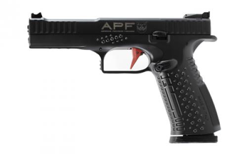 American Precision Firearms Strike One, Ergal, Semi-automatic, Striker Fired, Full Size, Aluminum Frame Pistol, 9MM, 5 Barrel, No Manual Safety, Matte Finish, Black, Fiber Optic Front Sight with Adjustable Rear, Optic Ready, 17 Rounds, 2 Magazines AFS1E-9-BK-17-OR