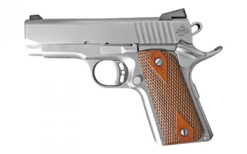 Armscor ECS, 1911, Semi-automatic, Metal Frame Pistol, Compact, 45ACP, 3.63" Barrel, Steel, Matte Stainless Finish, Wood Grips, Fixed Sights, 7 Rounds, 1 Magazine 51868