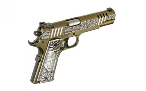 Auto Ordnance Trump Rally Cry 1911, Semi-automatic, Full Size, 45ACP, 5" Barrel, Aluminum Engraved Grips, Night Sights, 7 Rounds, 1 Magazine 1911TCAC12N
